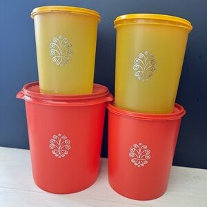 4 XL Tupperware Nesting Servalier Canister Storage Containers w Starburst Lids